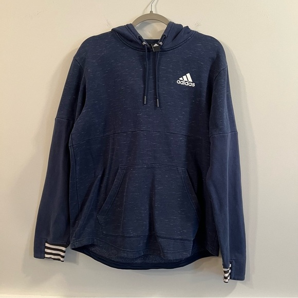 Men’s Adidas blue hooded pullover sweatshirt size medium M - Picture 1 of 4